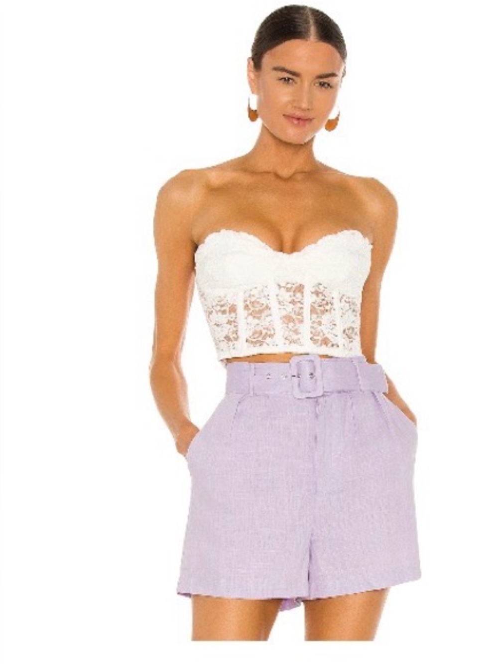 Bardot Ivory Lace Bustier Bandeau Top